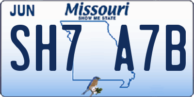 MO license plate SH7A7B