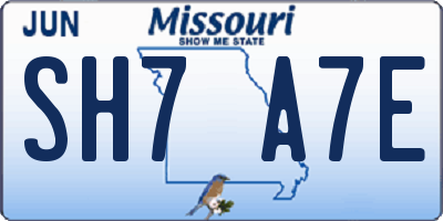 MO license plate SH7A7E
