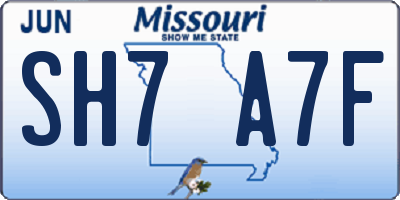 MO license plate SH7A7F