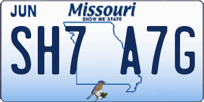 MO license plate SH7A7G