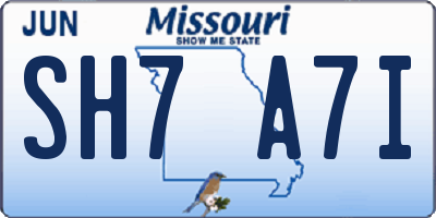 MO license plate SH7A7I