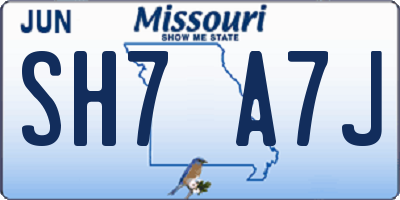 MO license plate SH7A7J