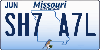 MO license plate SH7A7L