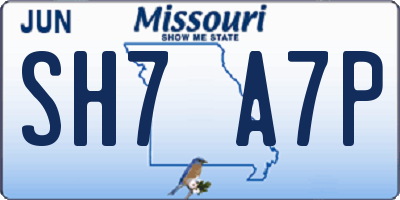 MO license plate SH7A7P