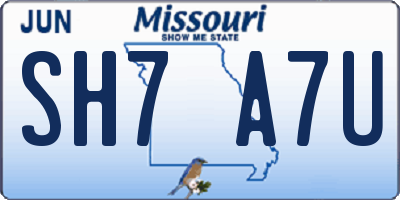MO license plate SH7A7U