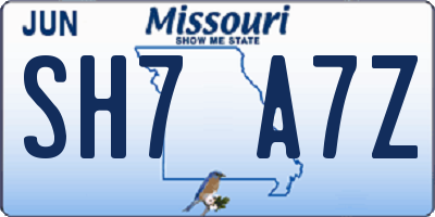 MO license plate SH7A7Z
