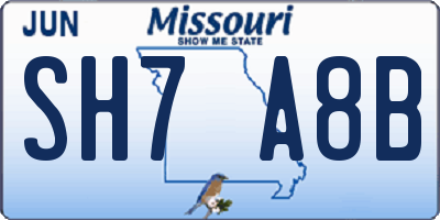 MO license plate SH7A8B