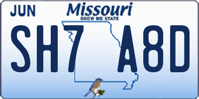 MO license plate SH7A8D