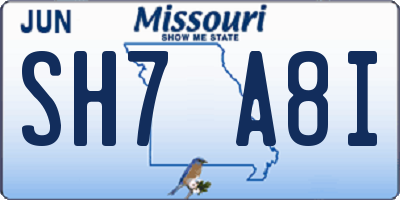 MO license plate SH7A8I