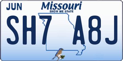 MO license plate SH7A8J