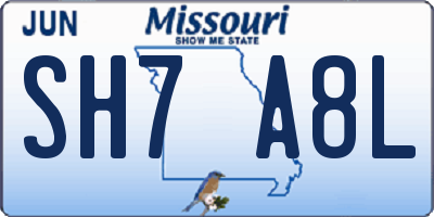 MO license plate SH7A8L