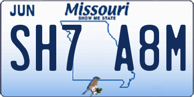 MO license plate SH7A8M