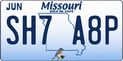 MO license plate SH7A8P