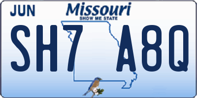 MO license plate SH7A8Q