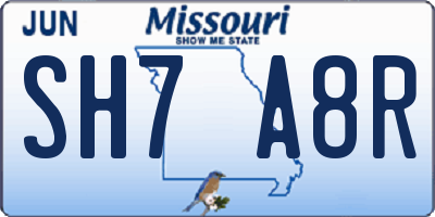 MO license plate SH7A8R