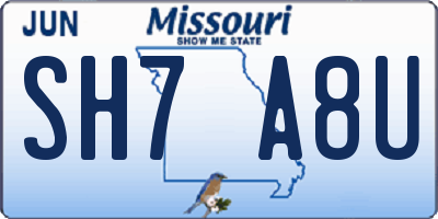 MO license plate SH7A8U