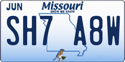 MO license plate SH7A8W