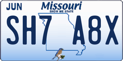 MO license plate SH7A8X