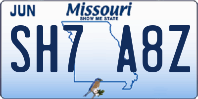 MO license plate SH7A8Z