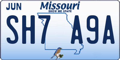 MO license plate SH7A9A