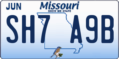 MO license plate SH7A9B
