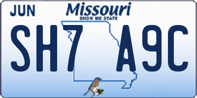 MO license plate SH7A9C