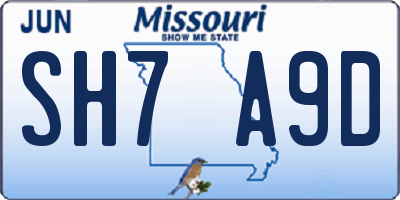 MO license plate SH7A9D