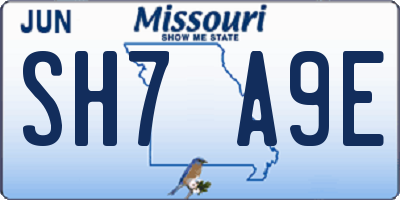 MO license plate SH7A9E