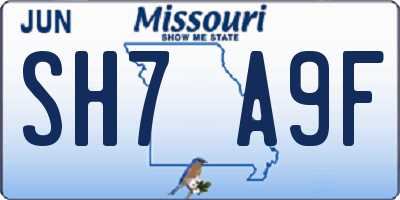 MO license plate SH7A9F