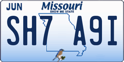 MO license plate SH7A9I