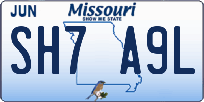MO license plate SH7A9L