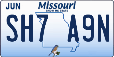 MO license plate SH7A9N