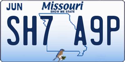 MO license plate SH7A9P