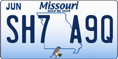 MO license plate SH7A9Q