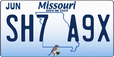 MO license plate SH7A9X