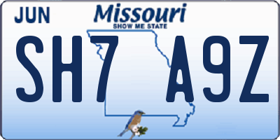 MO license plate SH7A9Z
