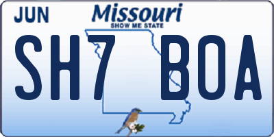 MO license plate SH7B0A