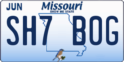 MO license plate SH7B0G