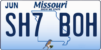 MO license plate SH7B0H