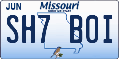 MO license plate SH7B0I