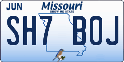 MO license plate SH7B0J