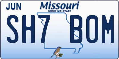 MO license plate SH7B0M