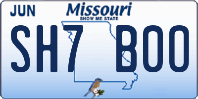 MO license plate SH7B0O