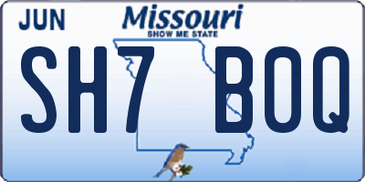 MO license plate SH7B0Q