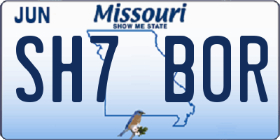 MO license plate SH7B0R