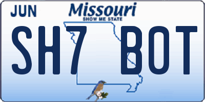 MO license plate SH7B0T