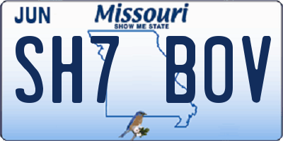 MO license plate SH7B0V