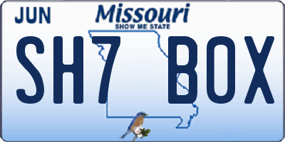 MO license plate SH7B0X