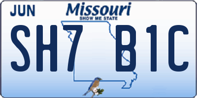 MO license plate SH7B1C
