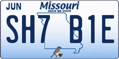 MO license plate SH7B1E